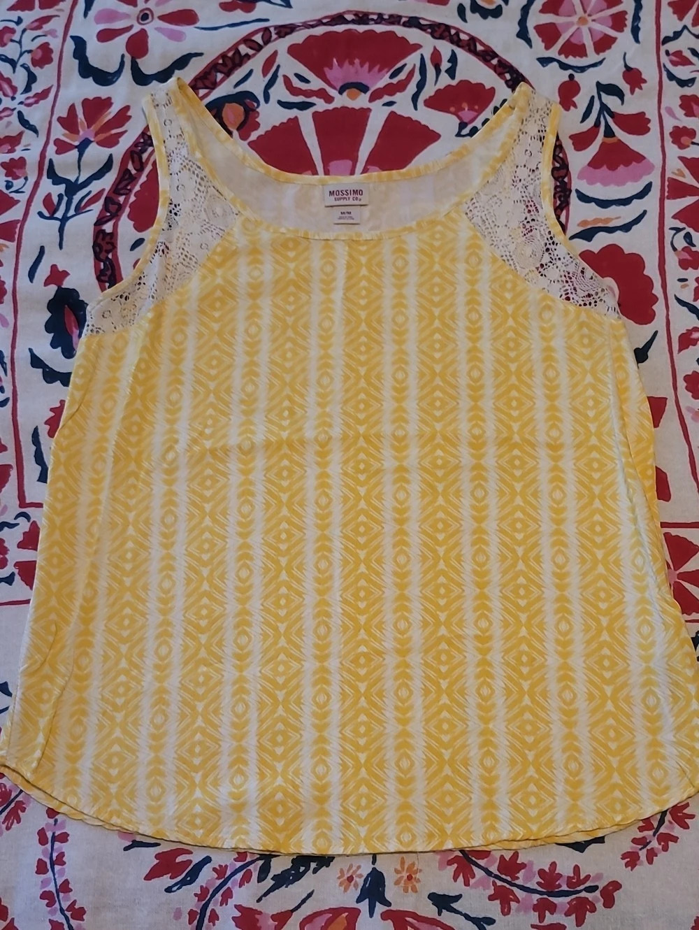 NWOT Mossimo Supply Co Geometric Lace Trim Tank in Yellow & White Medium